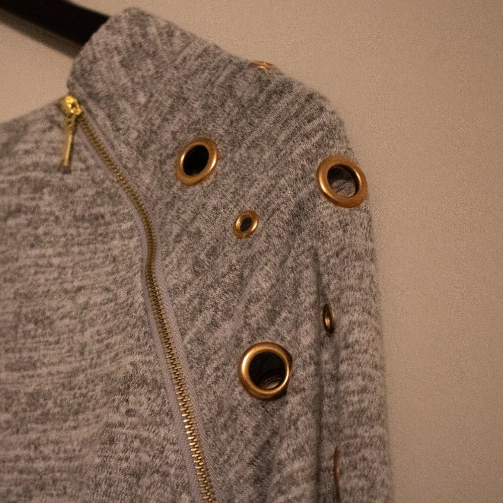 Gray sweater with Gold Zippers NWT - Picture 3 of 5